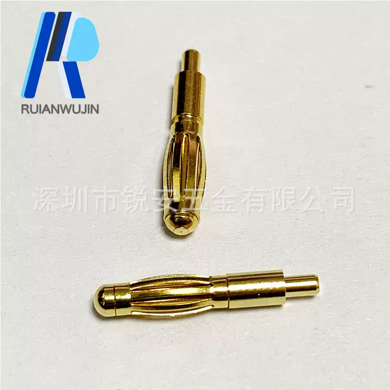 2.5 香蕉头 香蕉 插头连接鼓簧插头实心镀金公头导电铜针厂家供应