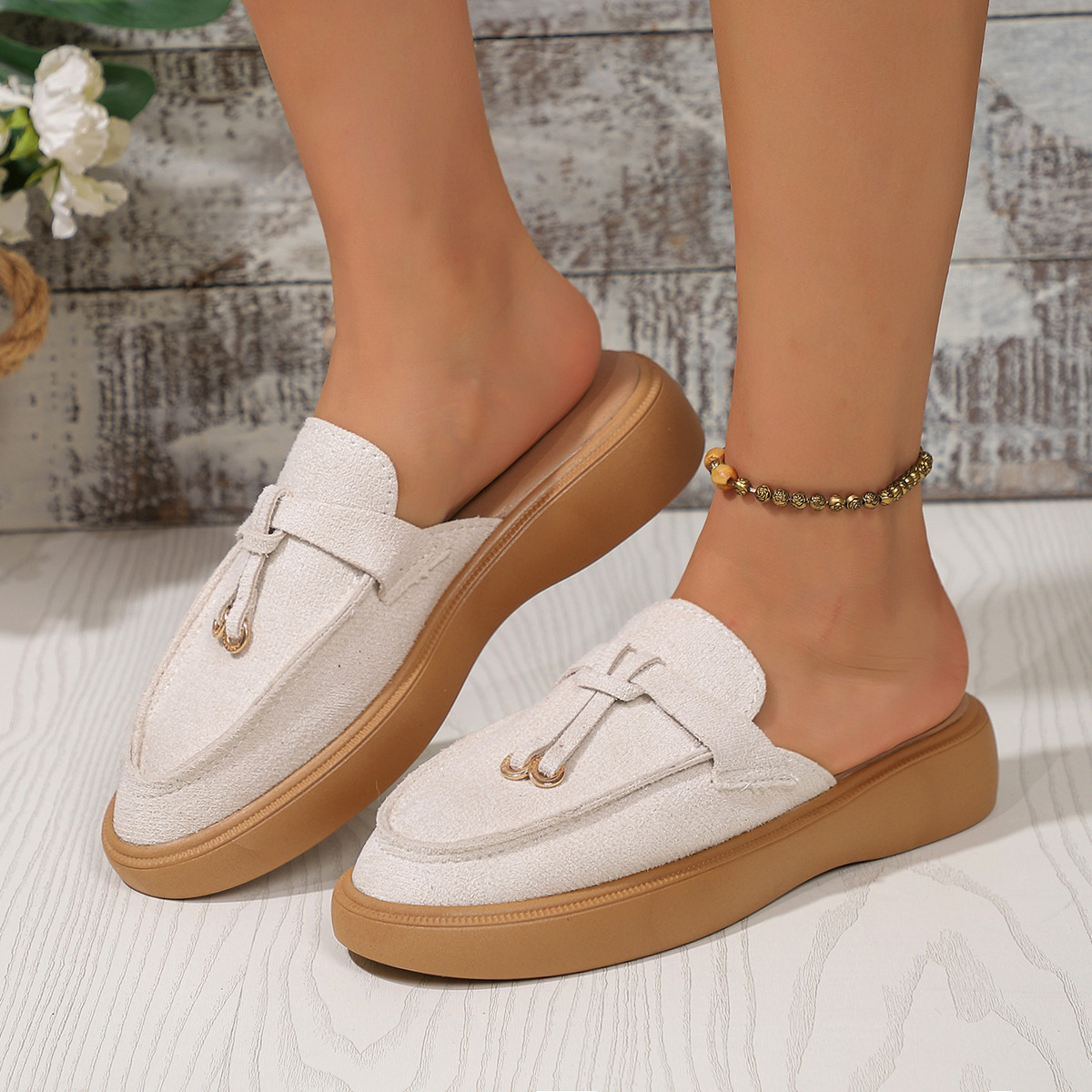 Half Length Plus Size Women's Slippers, Fashionable, Versatile, Flat, Comfortable, Thick Soled._voghion.com