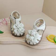 女寶寶學步鞋子簡約小童鞋夏季嬰兒鞋包頭鞋女童涼鞋蝴蝶結公主鞋