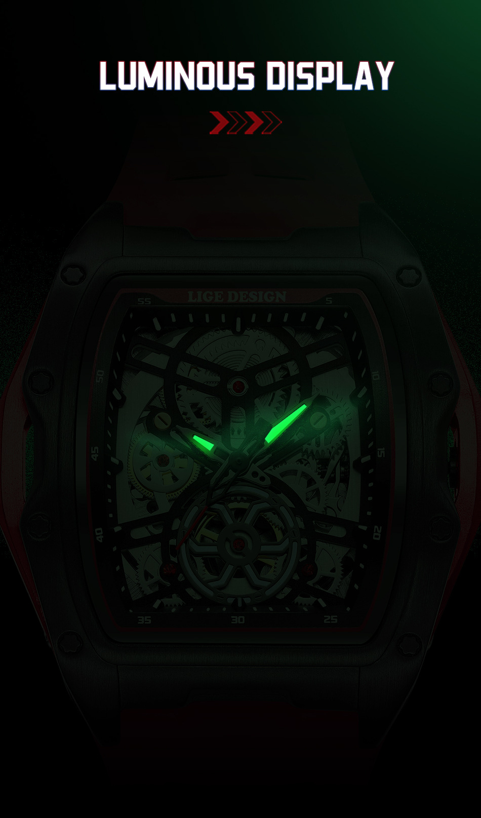 Men's Mechanical Watch Hollowed-out Barrel-shaped Large Dial_voghion.com