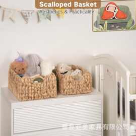 跨境手工编织葫芦草杂物收纳篮化妆品杂物整理篮客厅可手提储物篮