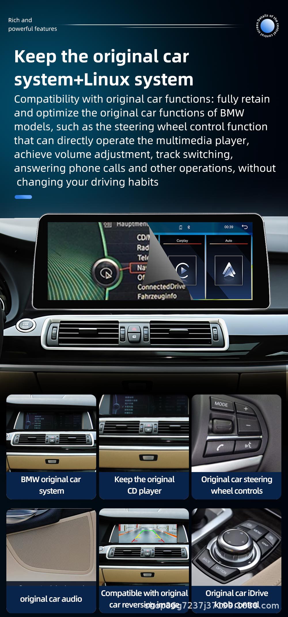 Suitable for Bmw Gt F07 12.3inch Car Navigation Central Control Android Car System Mobile Phone Interconnection Gps Navigator
