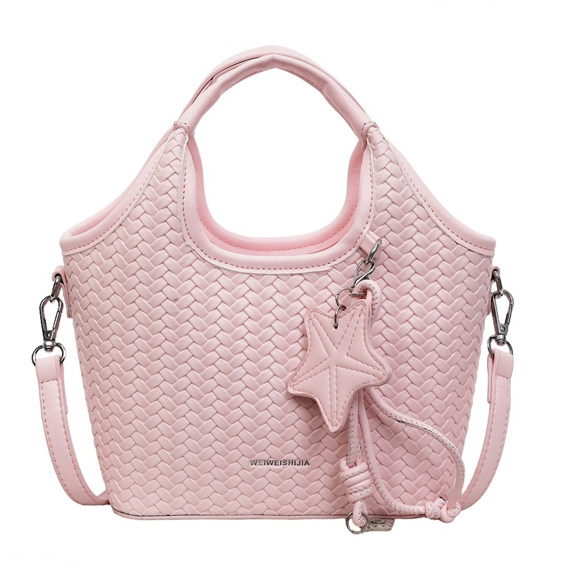 Ventas calientes nuevas bolsas de cubo retro de gran capacidad de moda tejida canasta de verduras bolsa de mano de viaje de hombro
