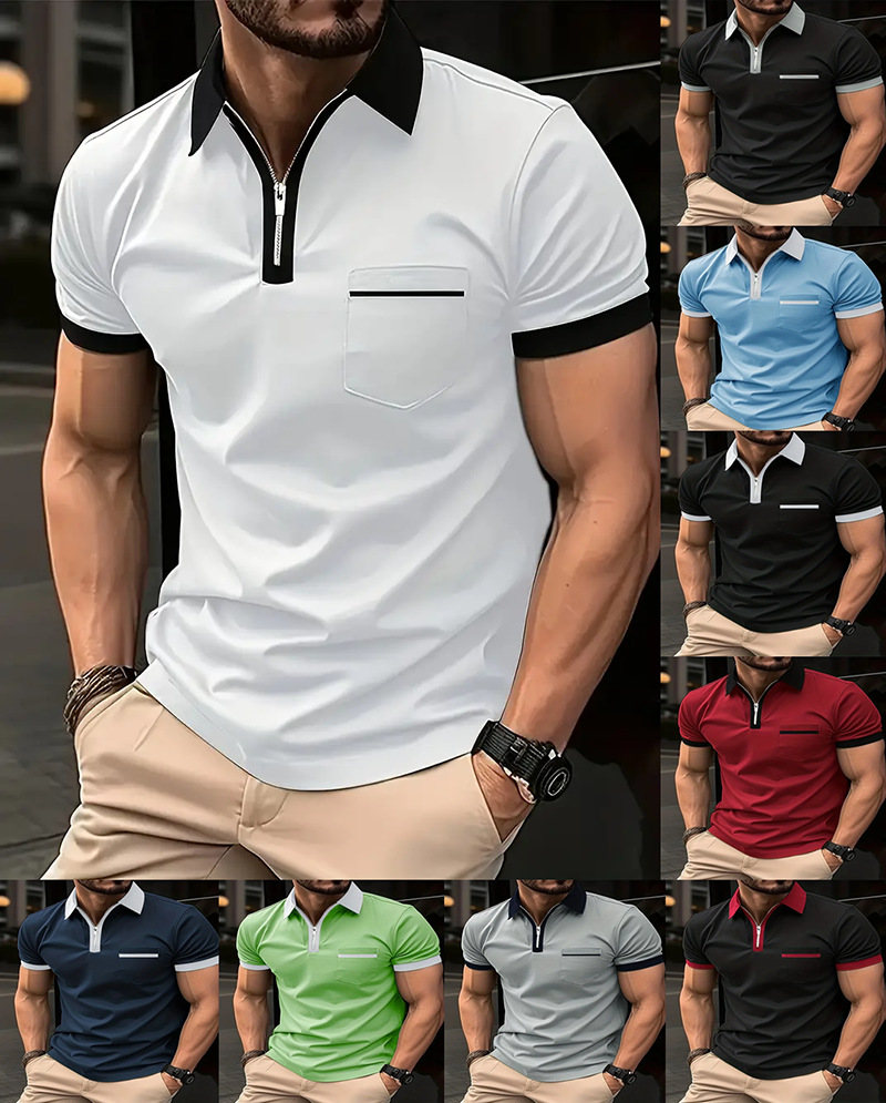 Einfarbiges Herren T-shirt Mit Brusttasche Für Den Alltag_voghion.com