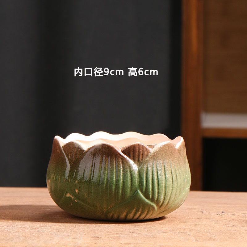 Gradiente lotus maceta de cerámica especial balcón doméstico cerámica gruesa pequeña maceta de cerámica especial al por mayor