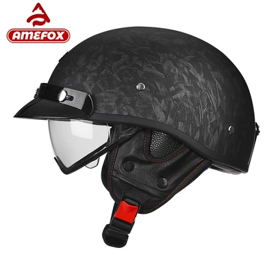 Manufacturer Wholesale 3C Certified Class a Motorcycle Retro Helmet Electric Vehicle Half Helmet with Detachable Ear Protection and Water Transfer Printing (Motosiklet kaskı (dəbilqə)) - r07-forged-pattern-transparent-mirror-m-55-56cm-head-circumference