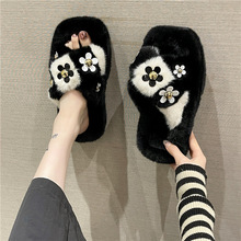 高级感厚底毛毛拖鞋女秋冬季外穿时尚网红毛绒防滑室内居家棉拖鞋