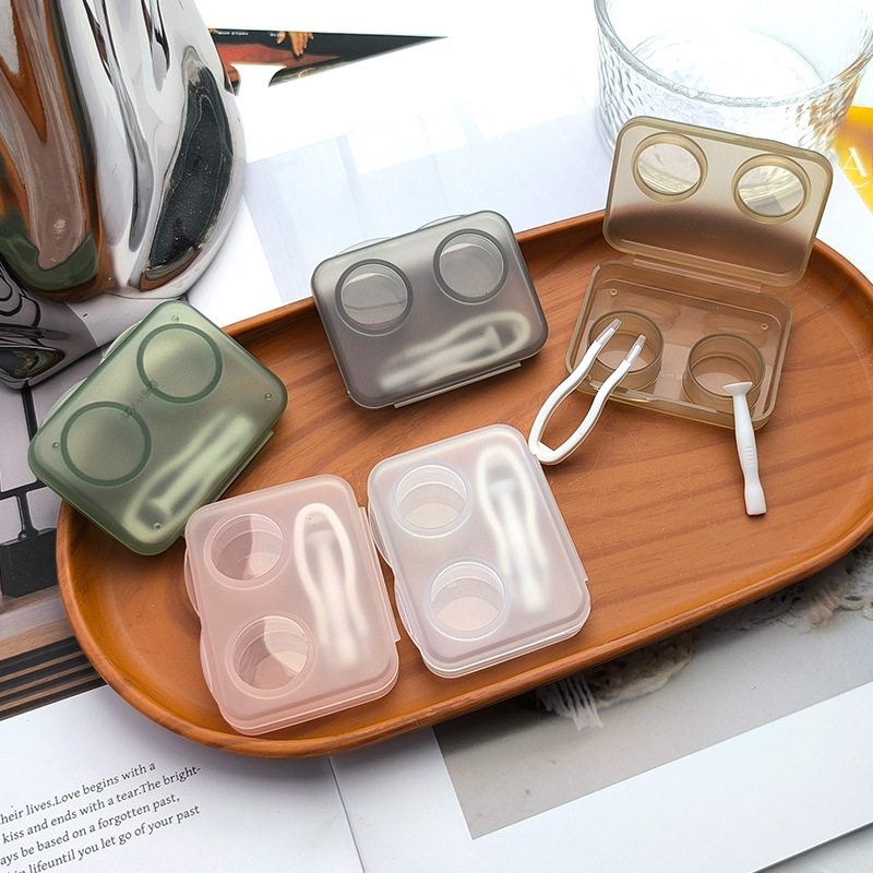 Ins Style Contact Lens Box Portable Simple Transparent Integrated Accompanying Box Colored Contact Lens Box Double Box Without Twisting Cover Ins Style Contact Lens Box Portable Simple Transparent Integrated Accompanying Box Colored Contact Lens Box Double Box Without Twisting Cover
