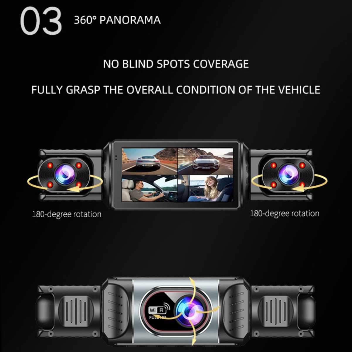 New 2K/4K Dash Cam, No Installation Required, Dual Front and Rear Cameras, Loop Recording, Reversing Camera, Night Vision