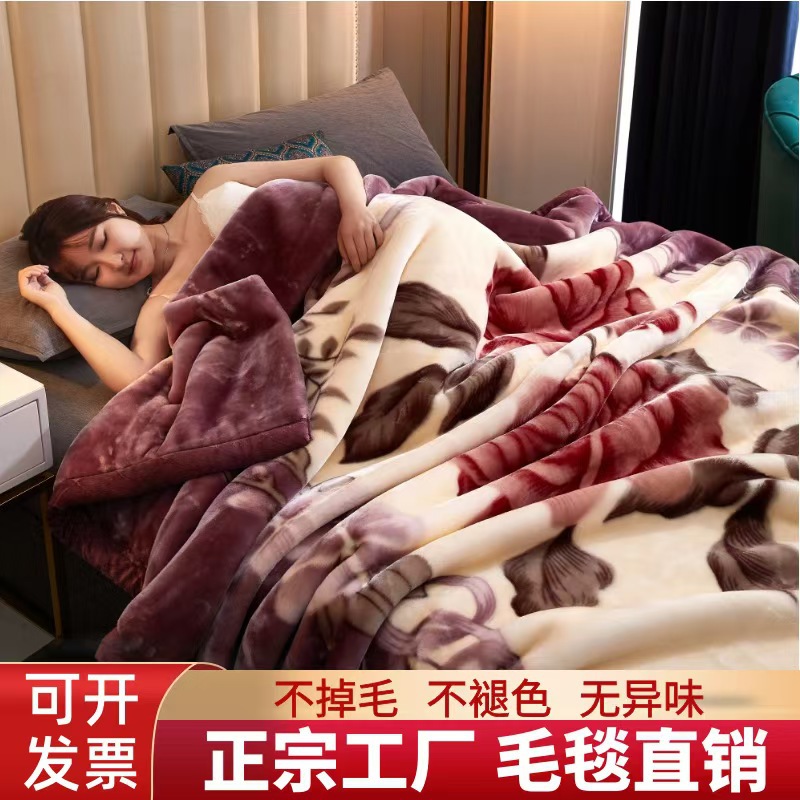 双层加厚拉舍尔毛毯秋冬季礼品毯子保暖床单学生宿舍盖毯被工厂