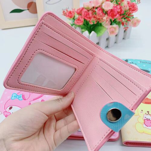Cute Cartoon Sanrio PU Wallet Foldable Button Leather Wallet Kurumi Pachacotchi Dog Children's Super Cute Money Bag 