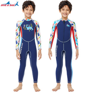 New 2MM children's diving suit men's medium and large children's warm swimsuit one-piece long sleeve sun protection snorkeling surfing jellyfish suit