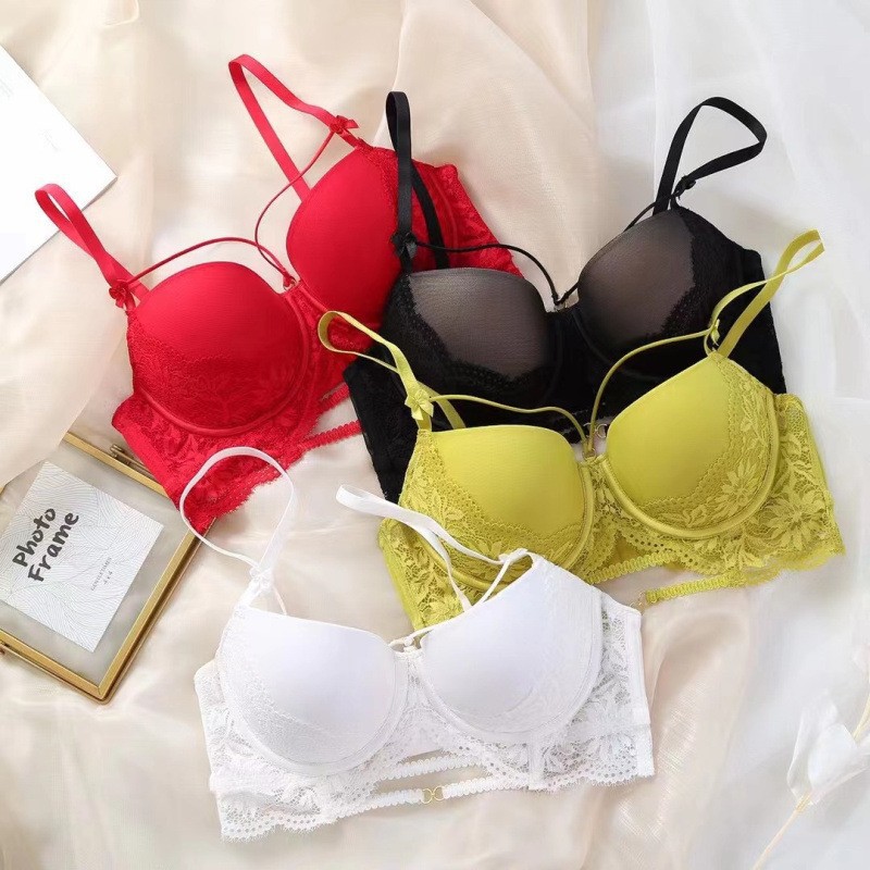 Sexy tentación más tamaño sujetador traje pequeño pecho push up soporte sujetador nacimiento año rojo encaje sujetador para mujeres
