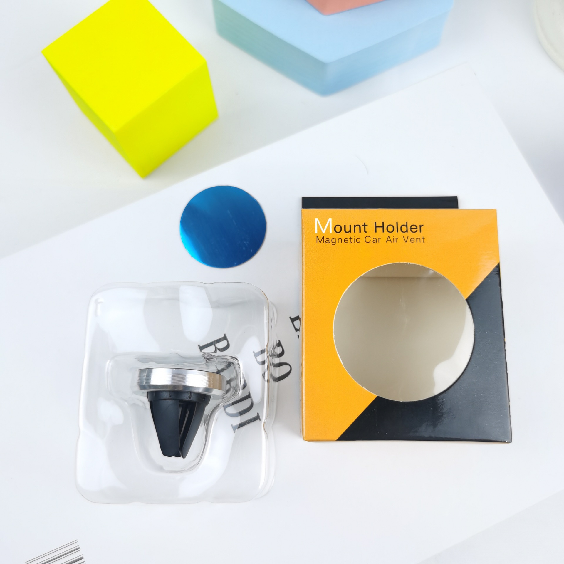 Soporte para teléfono móvil redondo coche aire acondicionado salida de aire imán magnético coche perezoso titular para teléfono móvil registro imprimible