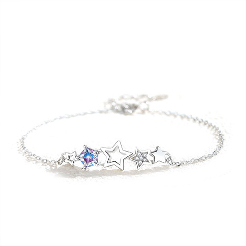 925 sterling silver fantasy star bracelet girls ins Korean version simple star bracelet light luxury versatile best friend hand jewelry