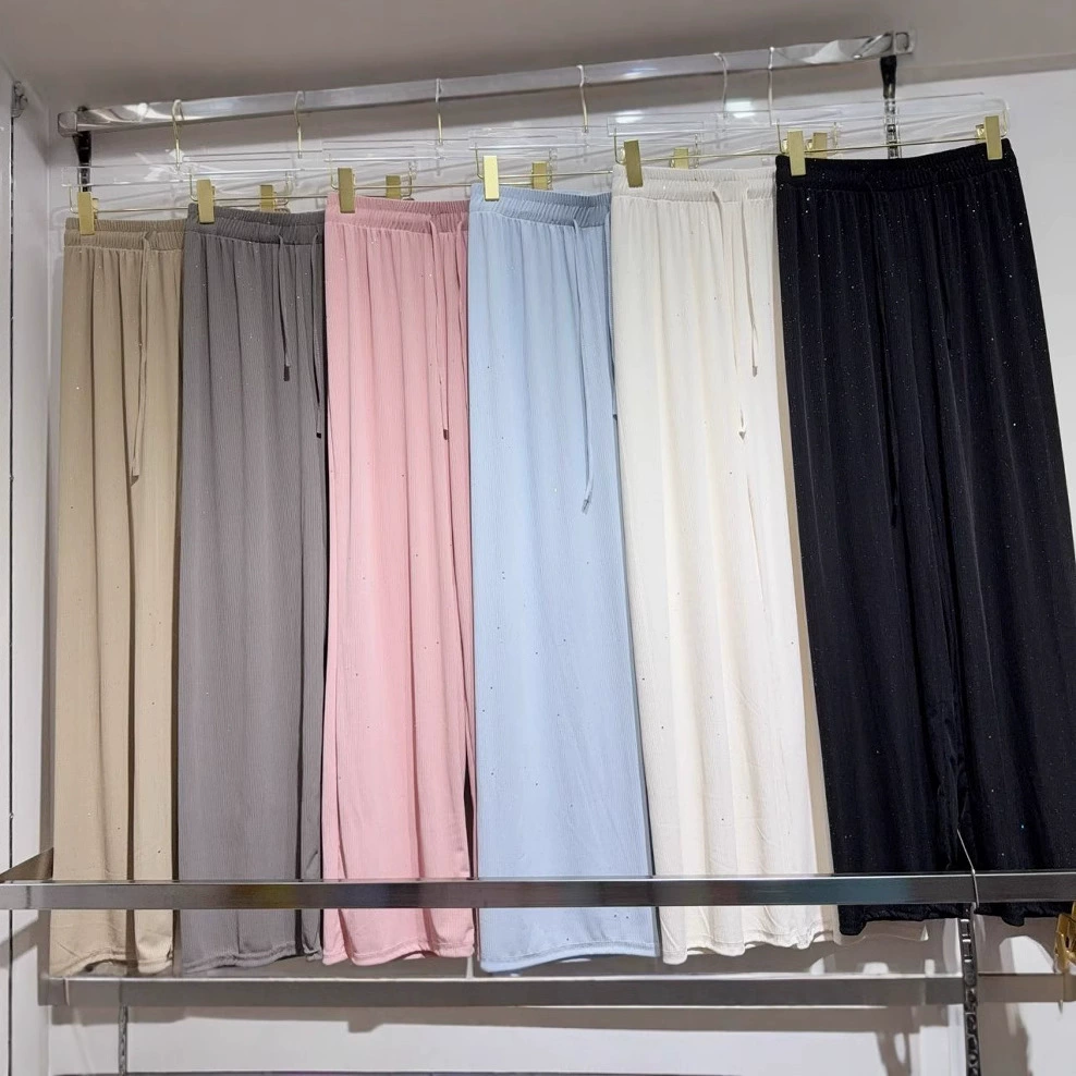 Блестящие широкие брюки женские 2025 летний новый корейский стиль