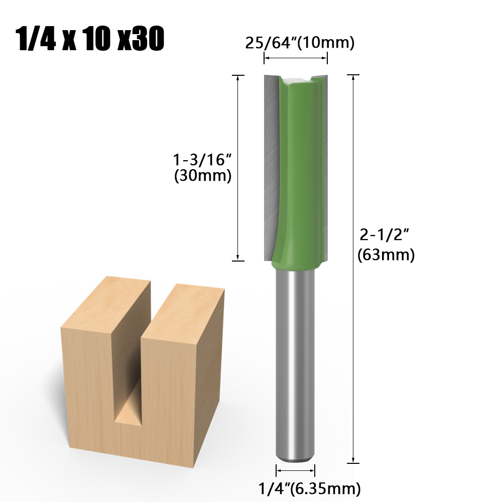 Cuchilla ranurada dos en uno con mango de 1/4 y 6 vástago Cuchilla ranurada recta de un solo filo y doble filo Cuchilla ranuradora de corte Fresa para carpintería