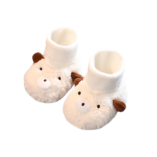 Winter and Autumn Baby Shoes with Fleece, 0-1 Year Old Soft Sole Non-Falling Cotton Shoes, Warmth for Newborns and One-Month-Old Baby