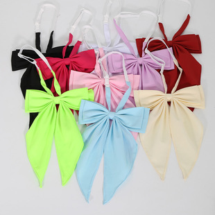 Solid Color Large Bow Jk Uniform Tie Shirt Elegant College Basic Color Fashion Red Feather No-Tie Flower