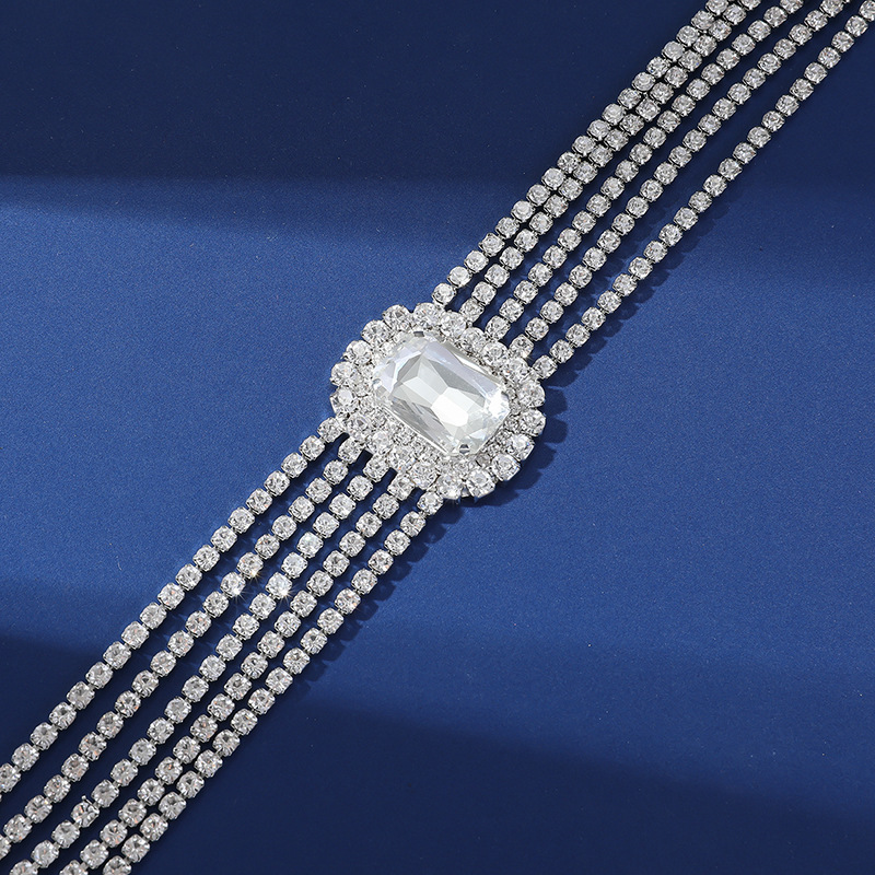 Heart Crystal Choker Necklace Multi-layer Statement Jewellery_voghion.com