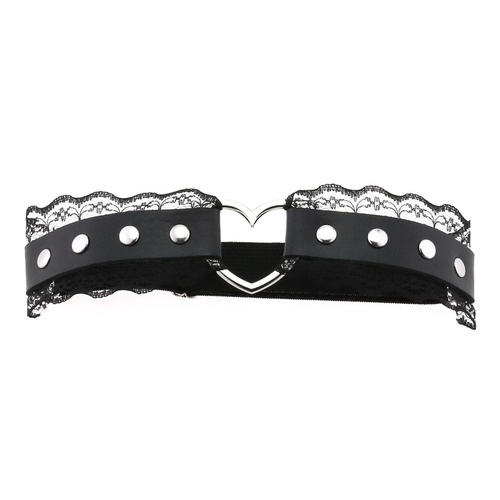 European and American non-mainstream trendy peach heart hole lace mesh lace leg ring leg belt personalized internet celebrity performance garter belt