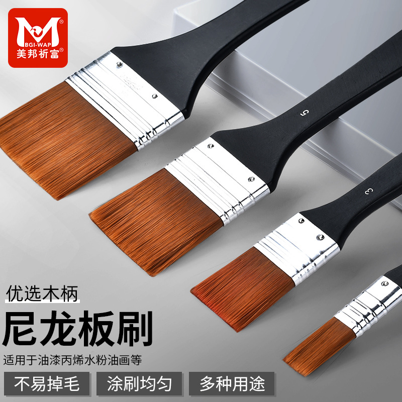 Wooden oil painting plate brush children's diy graffiti plate brush set art tools nylon wool paint brush wholesale