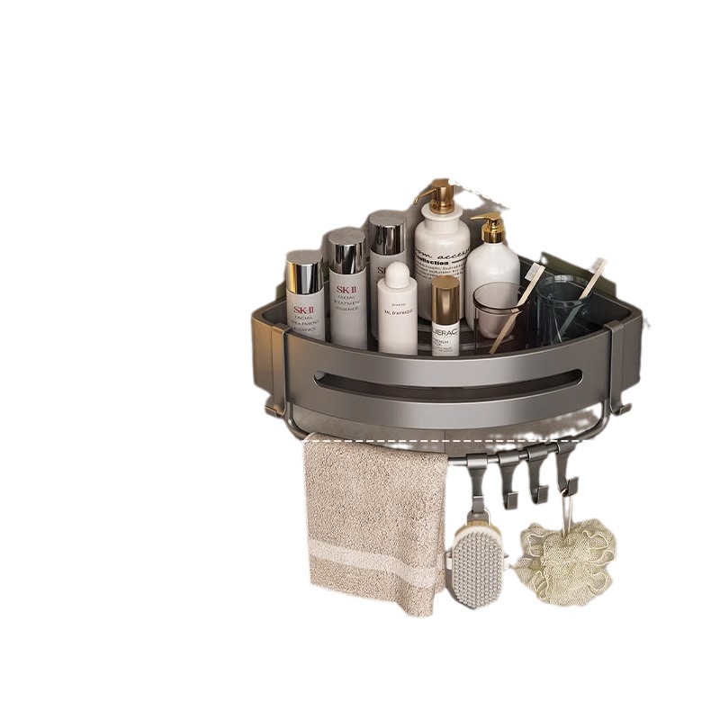 Estante de baño, baño triangular, sin perforación, estante colgante de almacenamiento de esquina, baño de pared, lavabo