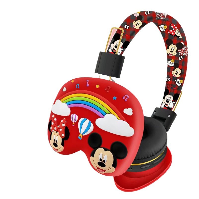 Micky Minnie auriculares para niños AH - 906M lindos auriculares de dibujos animados auriculares inalámbricos de música Bluetooth plegables