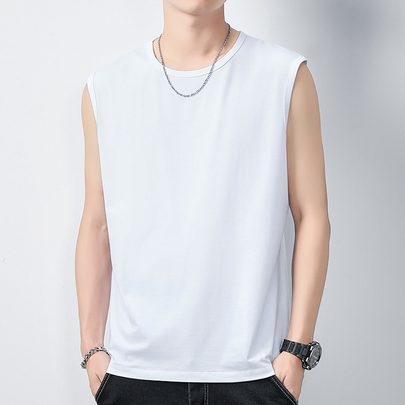 氷糸モデル綿男性ベスト夏の新型速乾通気運動フィットネス涼感袖なしtシャツ肩