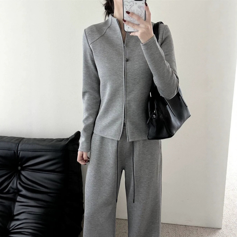 Lu Series Air Layer Fleece-Lined Shaping Set 26 Autumn New Casual Sports Style Slim-Fit Zip-Up Jacket with Slight Flare