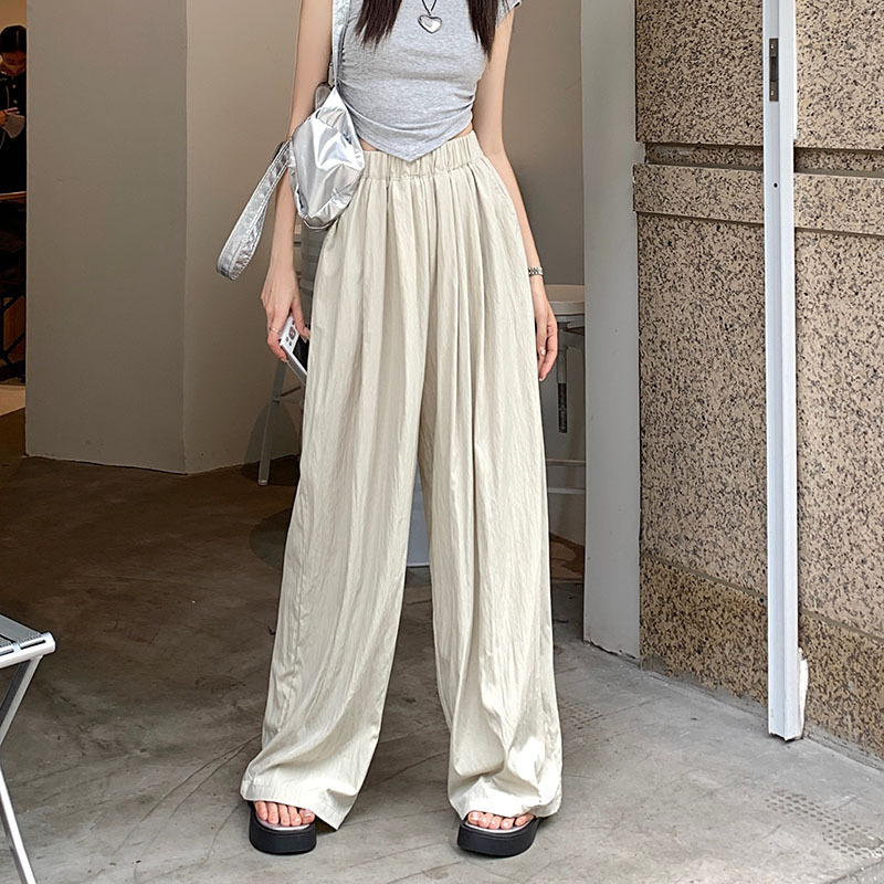 显瘦褶皱山本裤女夏薄款慵懒风新款阔腿裤高腰垂感休闲日系直筒裤