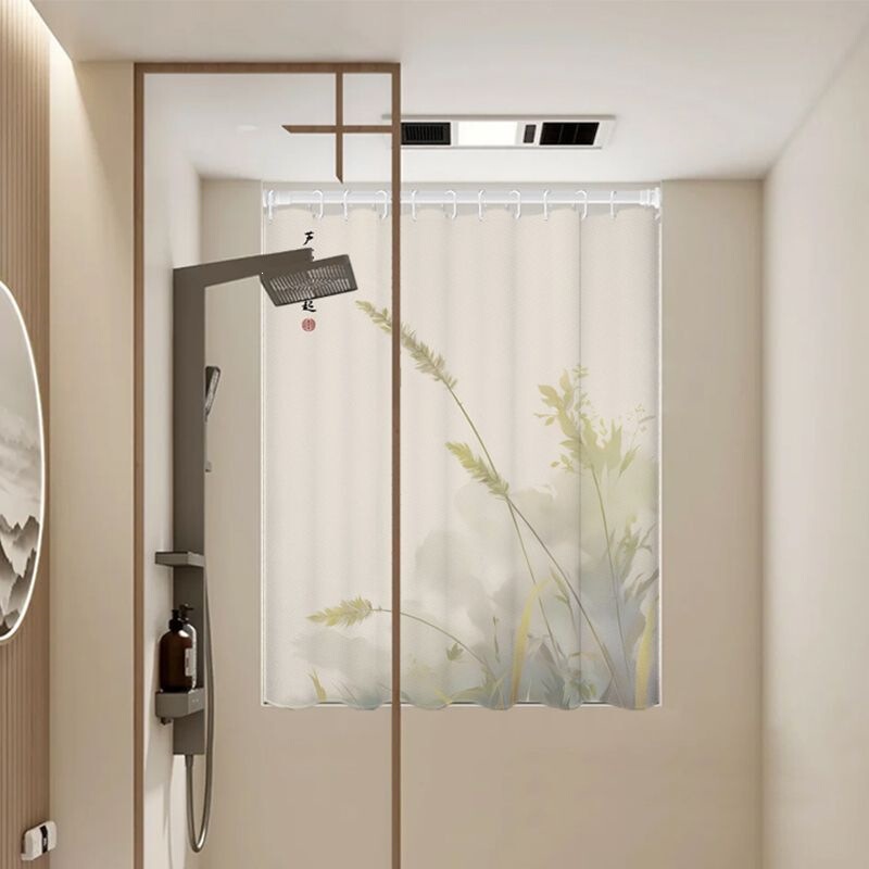 Curtains with No-Drill Installation for Bathroom, Shower Curtains, Small Window Short Curtains, Waterproof for Rental Apartments