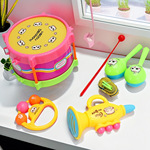 儿童乐器批发摇铃喇叭打击小腰鼓五件套早教益智玩具套装地摊热卖