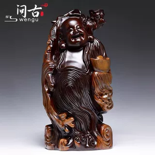 黑檀木雕大肚弥勒佛像摆件工艺实木招财笑佛开心菩萨供奉家居红木