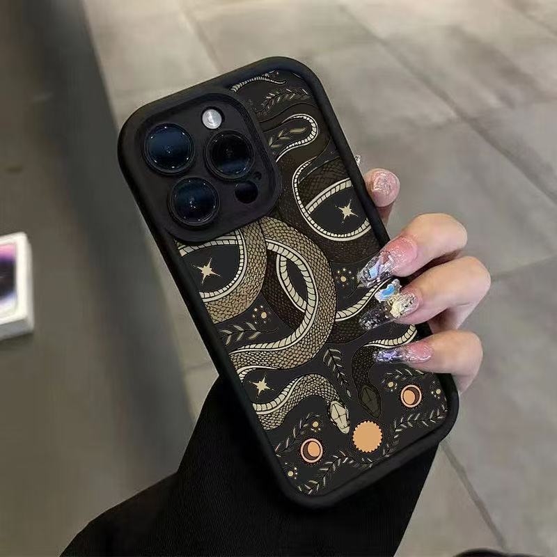 Cuentas de juego de doble serpiente para iPhone 15pro funda para teléfono móvil Apple 16 anti-caída 14 personalidad 13promax nuevo 12x