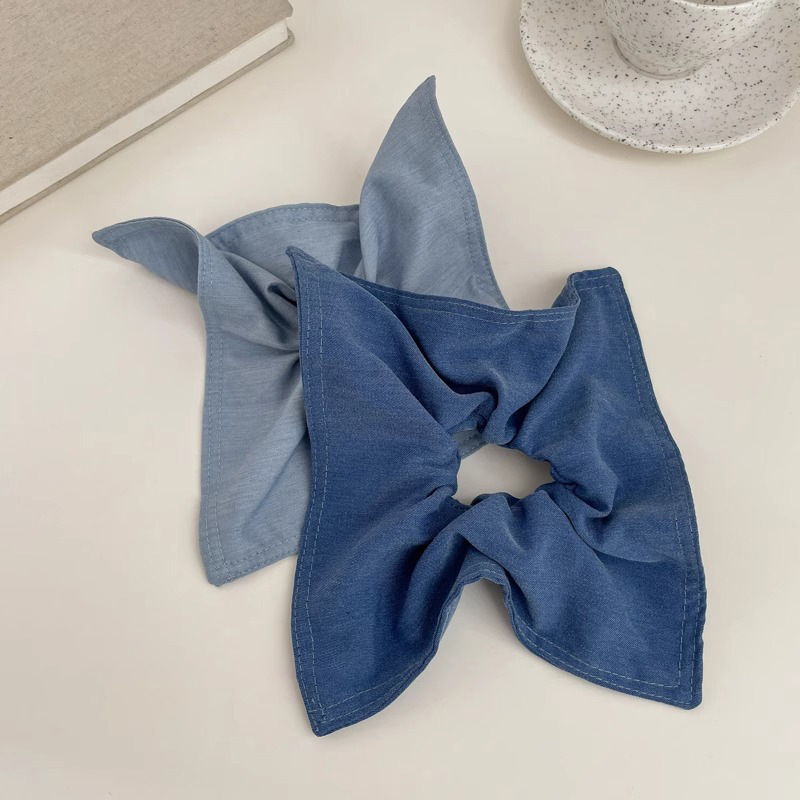 Alta sensación jeans azul intestino anillo de cabello feminino sen cuadrado toallas cuadradas cuerdas de cabello atadas cuerdas de cabello adornamientos de cabello