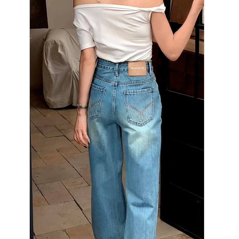 Blue colored loose straight jeans
