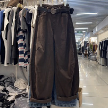 2025秋冬新款高腰复古大码弯刀牛仔裤女胖mm韩版显瘦宽松阔腿长裤