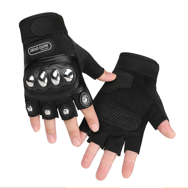 반 손가락 오토바이 장갑 봄과 여름 남성과 여성의 낙하 방지 미끄럼 방지 통기성 오프로드 레이싱 오토바이 반 손가락 손