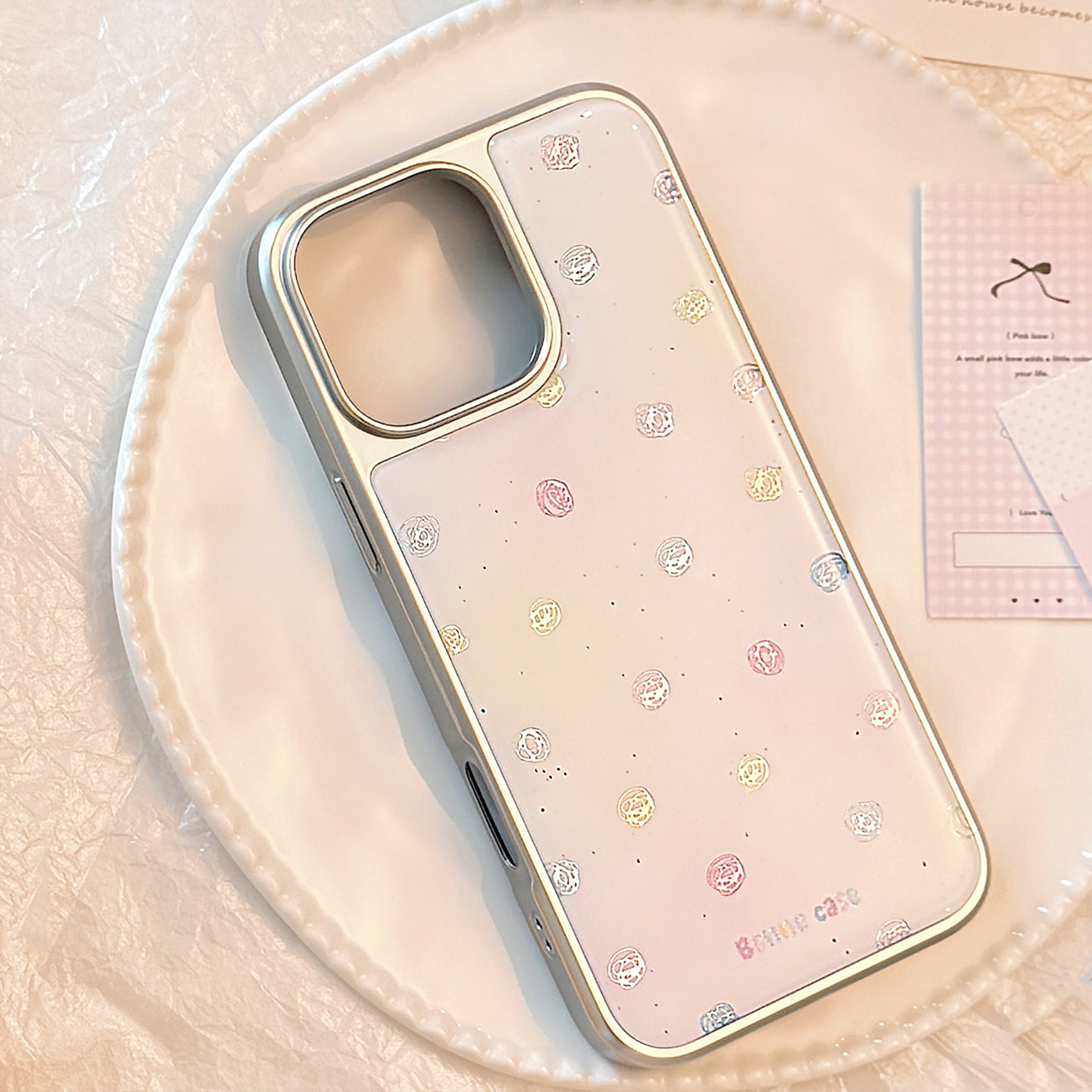 Serie de grupos de líneas de color manchado dorado con gotas de pegamento para iP16promax funda para teléfono móvil Apple 15pro anti-caída 14/13