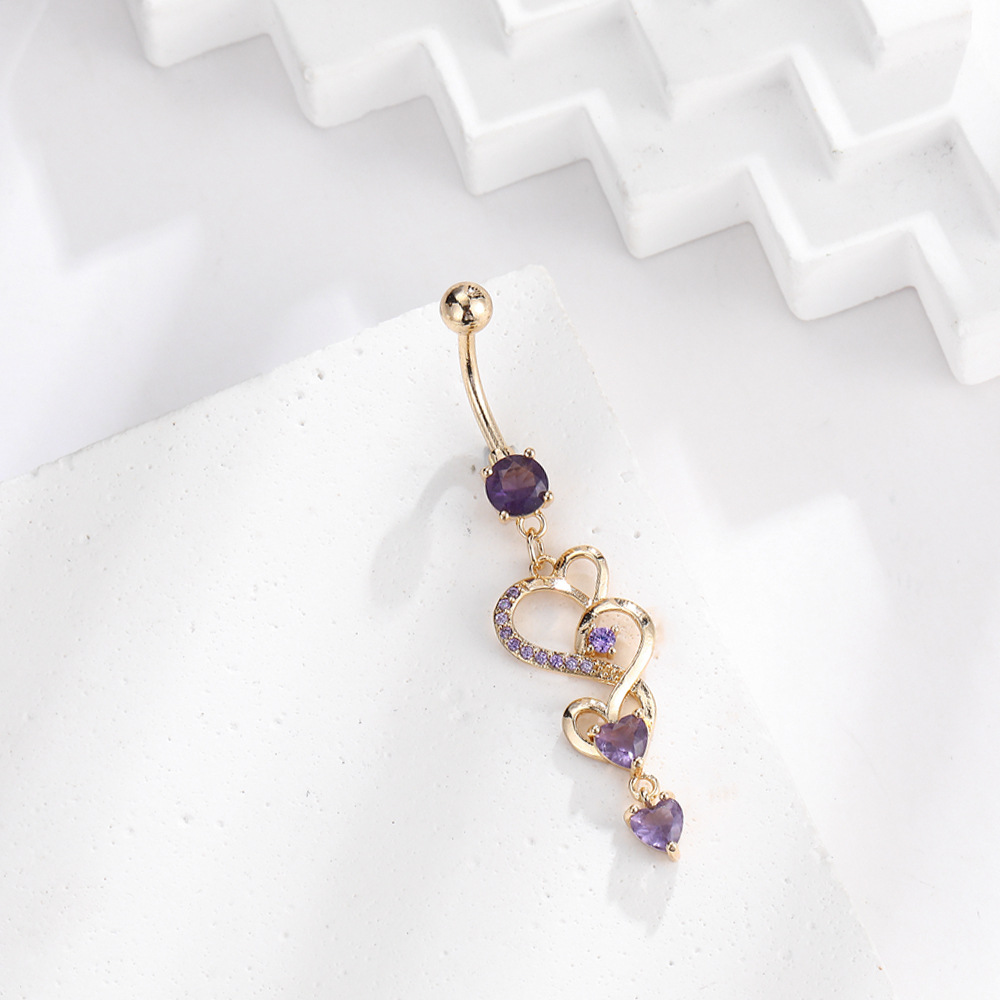 Piercing nombril cœur fleur avec strass bijou de corps luxe_voghion.com