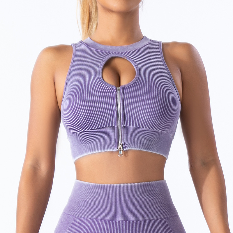 Transfronterizo Europa y América sin costuras esmerilado ropa de yoga de cuatro piezas conjunto deportivo mujer antichoque yoga sujetador de acondicionamiento físico calcetín de calcetín