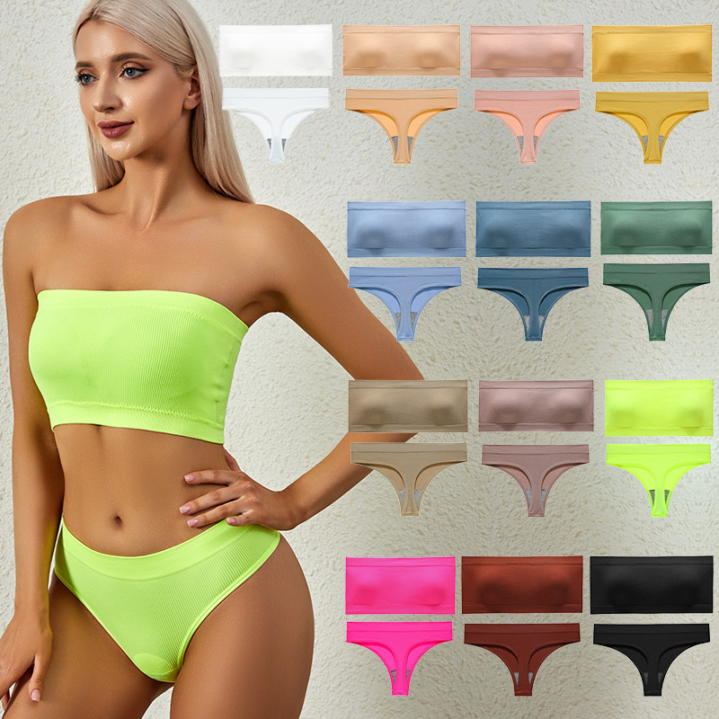Flat-Neck Strapless Bra Set Without Rims, One-Line Off-Shoulder Tube Top Two-Piece Set, Sexy Push-Up Beautiful Back Underwear Flat-Neck Strapless Bra Set Without Rims, One-Line Off-Shoulder Tube Top Two-Piece Set, Sexy Push-Up Beautiful Back Underwear