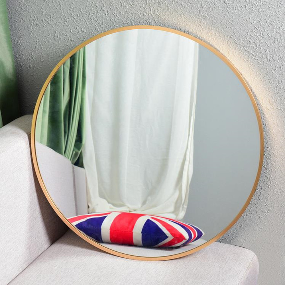 Customized Simple Aluminum Frame Round Wall-Mounted Mirror Bathroom Toilet Vanity Mirror Bedroom Living Room Vanity Mirror