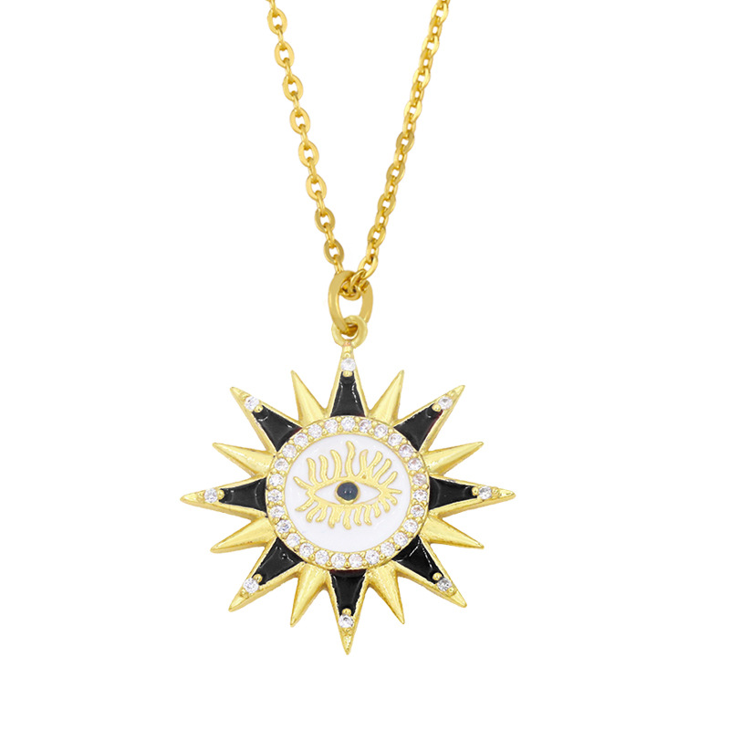Wholesale Diamond Sun Eye Pendant Copper Necklace Nihaojewelry display picture 5