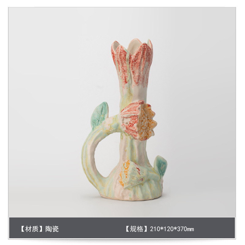 中世スタイルのセラミックフラワー花瓶装飾アートB&Bモデルルームゲストテーブルハイエンドフラワーアレンジメント装飾|undefined
