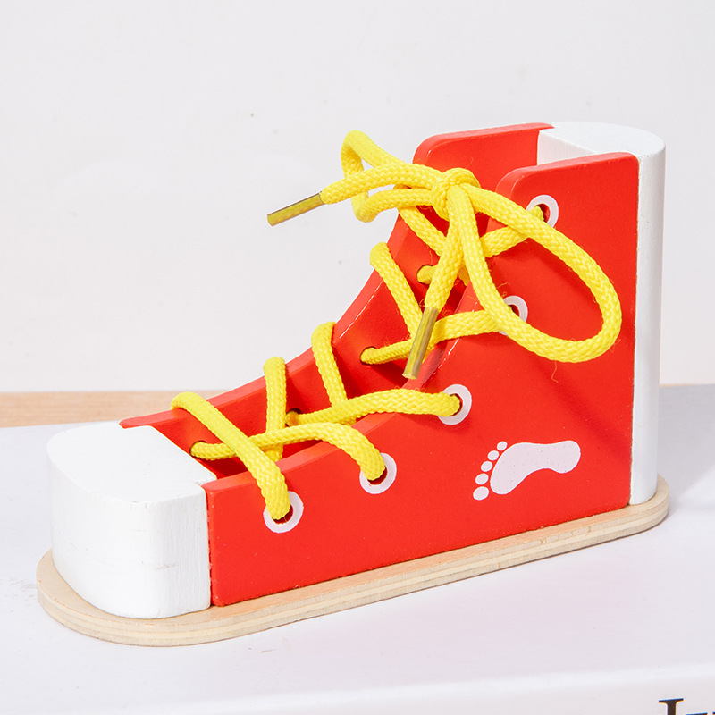 Material didáctico Montessori para aprender a atar cordones, práctica de atar cordones para bebés y niños, juguetes de educación temprana para áreas de jardín de infancia, zapatos.