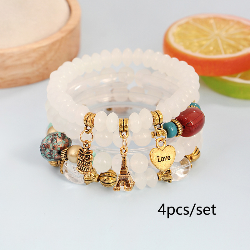 Bohemian Owl Peach Heart Eiffel Tower Multi-Layer Bracelet Cross-Border European and American Amazon Bracelets