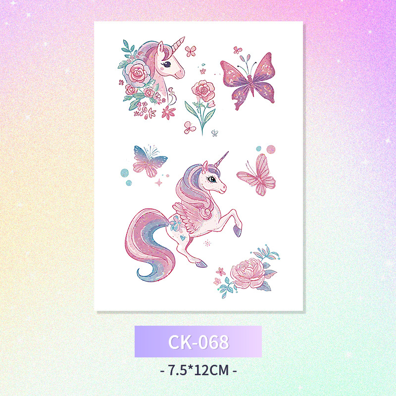 Glitter mariposa cara pegatinas tatuaje pegatinas hadas lavable impermeable de larga duración lindo unicornio ciervo Luna Estrella Planeta