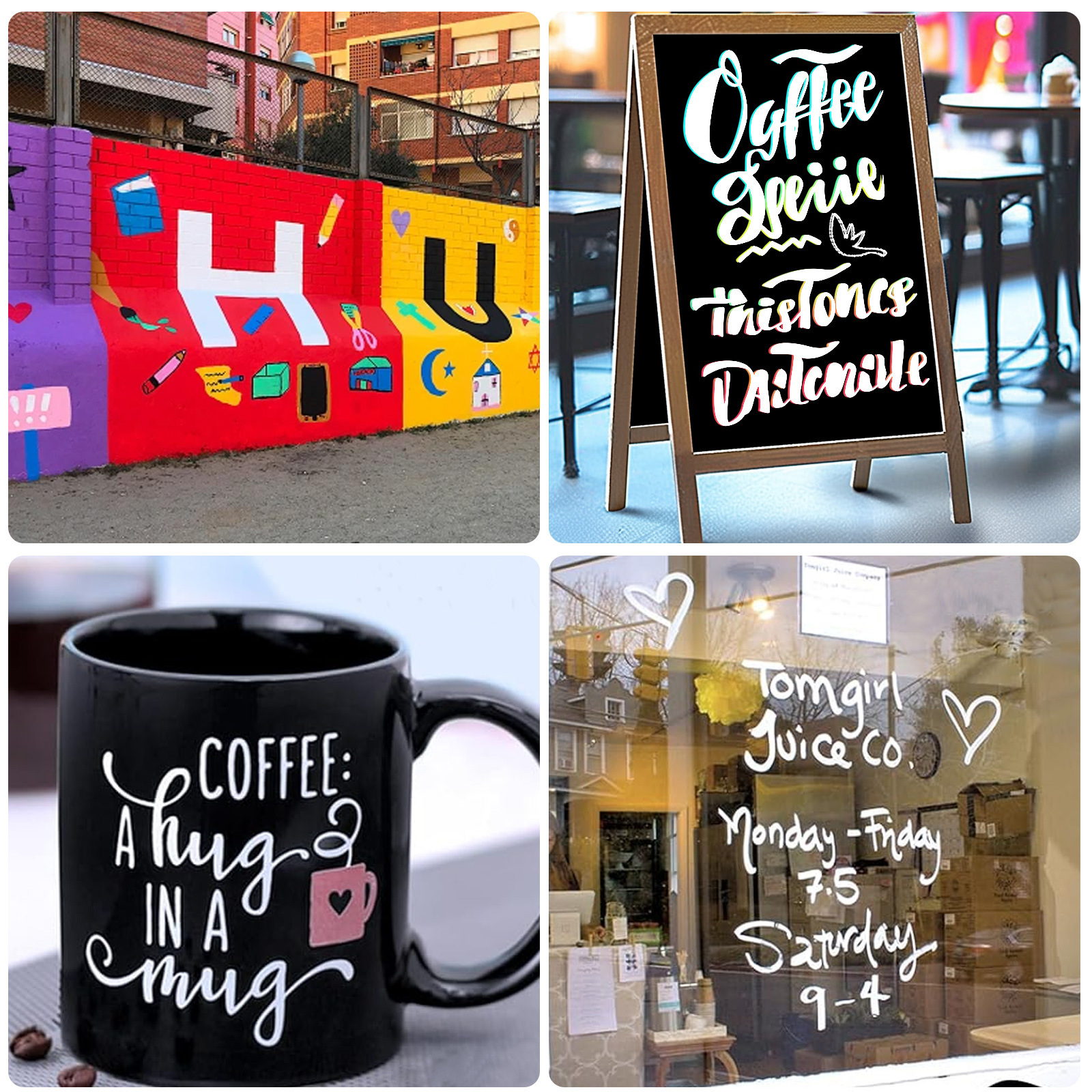 Inventario transfronterizo sin polvo tiza líquida marca fluorescente DIY graffiti borrable soluble en agua LED pizarra fluorescente